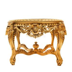 Mesa de entrada clásica de lujo con tablero de mármol negro y acabado dorado ornamentado - Product Image 3