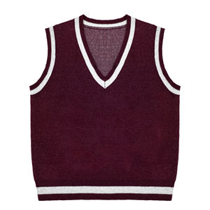 Custom Logo OEM Jacquard Letters Knitted Pullover Sweater Vest School Uniform Knitwear <b>Sleeveless</b> V Neck <b>Men</b> Knit Sweater Vest - Product Image 2