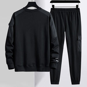 ชุดเสื้อซับเหงื่อคอตตอนฮิปฮอปสำหรับผู้ชาย,ชุดเสื้อสเวตเตอร์แบบปักลายแบบสั่งตัด2ชิ้น - Product Image 2