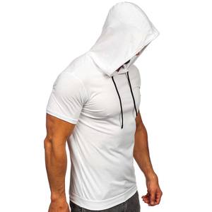 Camiseta con Capucha para Hombre, Cuello Redondo, Ajustada, Clásica, Informal, de Manga Corta, con Cordón Ajustable - Product Image 1