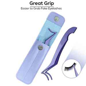 Purple Mirror Polish Stainless Steel <b>Eyelash</b> <b>Applicator</b> Tweezers 4.5 Inch Manicure Beauty Tool for False Lashes Custom Logo OEM - Product Image 3