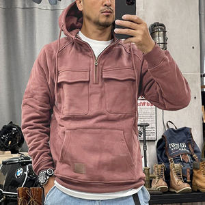Sweat-shirt décontracté à capuche zippé pour homme, nouveau style automne-hiver, 100 % coton épais, couleur unie, pour jeunes - Product Image 3