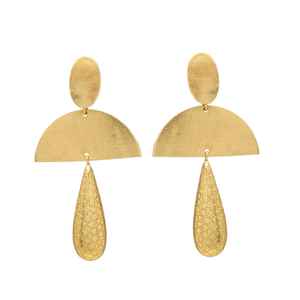 Gold Plated Beautiful Classic Design Unique Design Earring Set with Geometric Design Dangle Earrings - Product Image 1