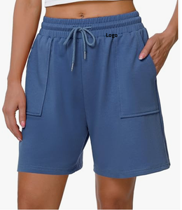 Short de survêtement en coton coupe skinny pour femme Short de salon de course athlétique d'été décontracté avec cordon de serrage à la taille et aux poches - Product Image 4