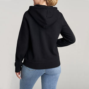 Veste à capuche zippée pour femme personnalisée avec poche kangourou, en molleton de coton doux et respirant avec logo imprimé en relief, idéale pour l'hiver - Product Image 3
