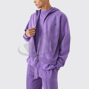 Ensemble de survêtement décontracté personnalisé avec sweat à capuche zippé et pantalon de jogging pour homme – OEM, en molleton de coton respirant, tendance et confortable pour l'entraînement - Product Image 5