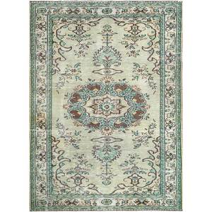 Alfombras de Lana Anudadas a Mano con Diseño Abstracto de Medallón Verde Vintage para el Hogar, Alfombra Rectangular Grande para Sala de Estar, Alfombra Rectangular para Pasillo - Product Image 1