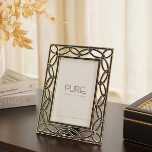 Nouveau Design laiton placage bordure forme carrée cadre Photo en métal chaîne suspendue cadre Photo spécial pour Photo de mariage cadre doué - Product Image 3