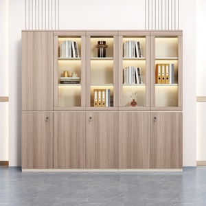 Industrial Modular Filing Cabinet Glass Sliding Doors Melamine <b>Office</b> Furniture Commercial Use Home School Hospital - Product Image 3