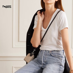 Nueva Llegada, Camiseta Casual Personalizada con Cuello en V para Mujer, 100% Algodón, Impresión Digital en Lona, Logotipo Bordado, Secado Rápido, Transpirable - Product Image 5