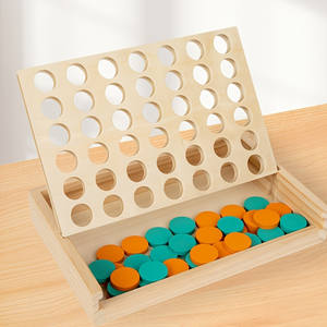 Juego de Mesa Clásico 4 en Raya de Plástico y Madera para 2 Jugadores, Juguete Educativo de Estrategia Portátil para Niños - Product Image 5
