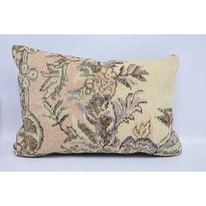 Oreiller en laine patchwork floral Kantha 16x24 pouces Coussin beige Coussin décoratif tissé et brodé Vintage Square Print - Product Image 1