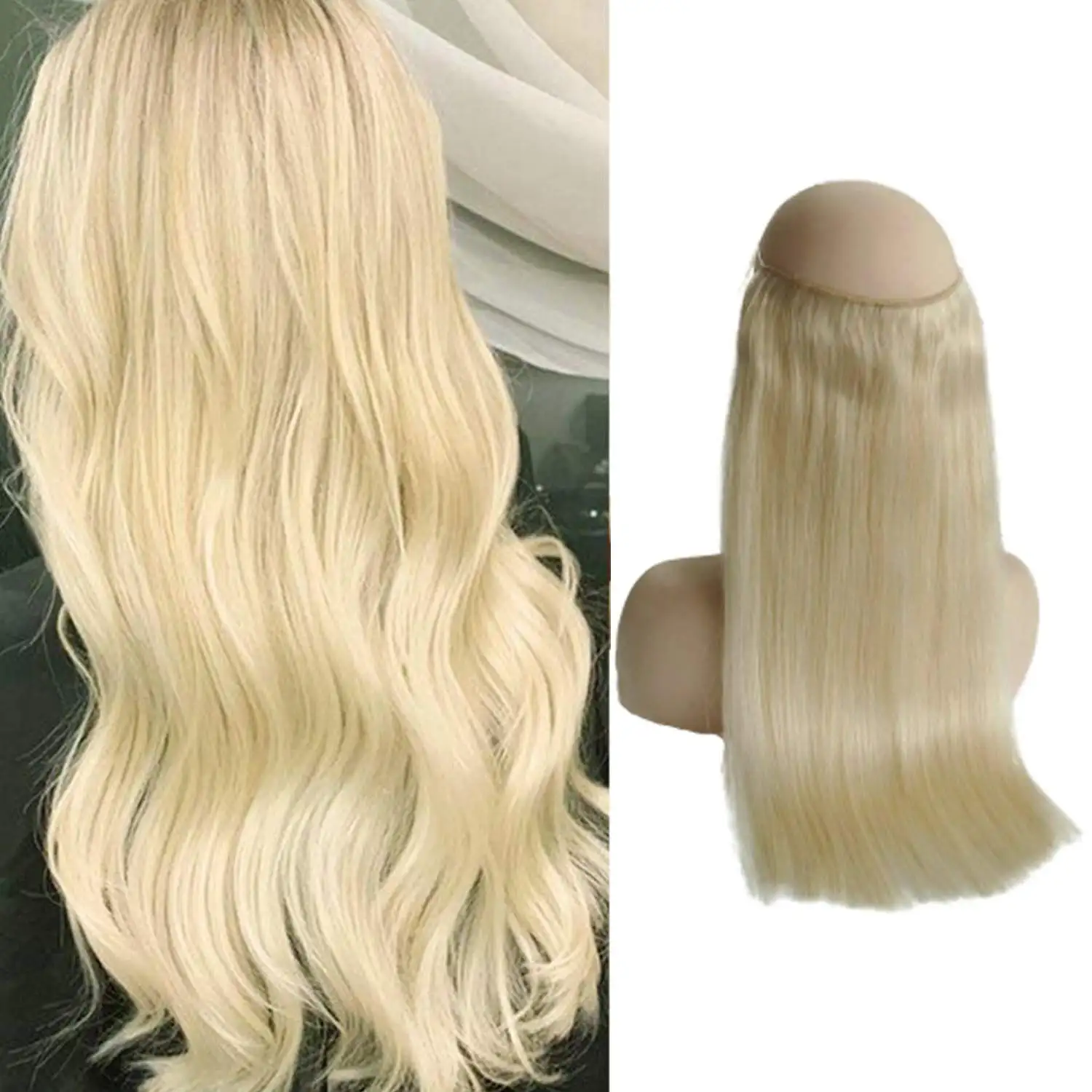 100% Indian Human hair extensions halo hair weaves with instant length and volume options