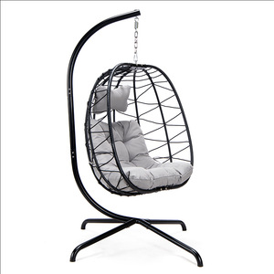 Silla <span class=keywords><strong>Colgante</strong></span> Tipo Huevo con Soporte |   Silla Columpio <span class=keywords><strong>de</strong></span> Ratán para Interiores y Exteriores con Cojín, Cómoda <span class=keywords><strong>Hamaca</strong></span> para Patio, Jardín y Balcón - Product Image 2