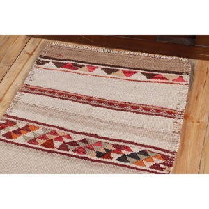 2.7x9.2 ft <b>Rug</b>, <b>Runner</b> Turkish <b>Rug</b>, Brown Kilim Bordered <b>Rug</b> - Product Image 5