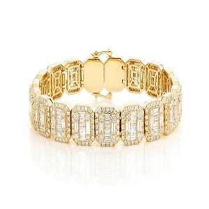 Baguette Cut Moissanite 12 Quilates 15mm Pulsera de eslabones cubanos Hip Hop Oro amarillo Rodio Plateado Iced Wedding Unisex 925 Sterling - Product Image 4