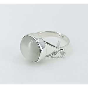 Handmade Dainty Boho <b>Statement</b> <b>Ring</b> Round Moonstone Cut Sterling <b>Silver</b> for Birthday Anniversary Wedding or Christmas Gift - Product Image 3