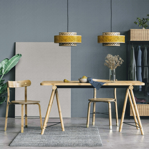 Pantalla de bambú amarilla al por mayor, pantallas de lámpara tejidas a mano, luz colgante de bambú decorativa para comedor, sala de estar, dormitorio, decoración - Product Image 6