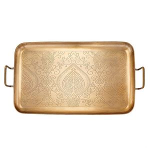 Plateau de service en métal magnifiquement conçu avec une finition moderne, parfait pour servir du thé, du café et des rafraîchissements aux invités à la maison - Product Image 6