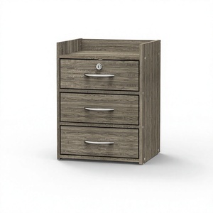 Modern 2312 3-<b>Drawer</b> Nightstand Side Table <b>with</b> <b>Lock</b> Tray Top Edge Bedroom Living Room Storage Furniture - Product Image 4