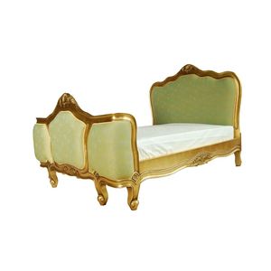Cama Francesa Clásica Antigua - Madera Maciza de Caoba Pintada en Dorado - Modelo 238 - Product Image 1