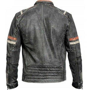 Venta al por mayor de encargo de los hombres motorista chaquetas de cuero de moda negro chaquetas de cuero de la motocicleta de calidad superior de diseño elegante - Product Image 6