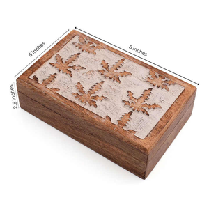 Hot Selling Elegant Design Wooden Decorative Carved <b>Box</b> Mango Wood <b>Box</b> With Carved Leaf Design <b>Keep</b> <b>Sake</b>, Decoration - Product Image 4