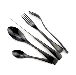 Cuchara de postre de acero espejado, juego de cubiertos negros mate de 5 piezas, cuchara de cubiertos de acero inoxidable, diseño Popular - Product Image 5