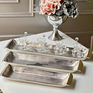 Tendance Design Aluminium Métal Vaisselle Alimentaire À La Main Thé Café Plateau De Service Taille Personnalisée Écologique - Product Image 4