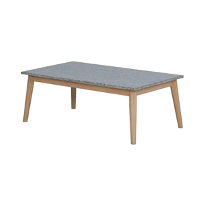 Mesa de comedor moderna para exteriores | Marco de madera de acacia + tapa de granito | Duradero para patios, jardines, patios - Product Image 1