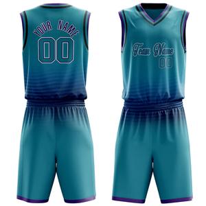 Diseño degradado 100% poliéster cuello en V sublimación ropa deportiva para hombres buena calidad personalizados sin mangas uniformes de baloncesto para hombres - Product Image 3