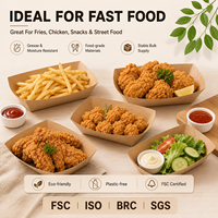 Bandeja de papel desechable con borde plegado y diseño Kraft para servicio de hot dogs, lista para marca privada