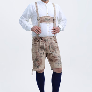 Bávaro Lederhosen pantalones cortos para Hombres estilo alemán cuero de cabra bordado Oktoberfest desgaste OEM proveedor pedidos al por mayor - Product Image 1