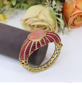 Attractive Antique Look Gold Plated <b>Moissanite</b> Kundan Openable <b>Bangles</b> Wear for Functions Two Pair Of <b>Bangle</b> Set for Women Girl - Product Image 2