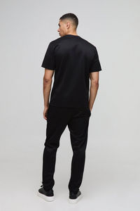 Black Regular-Fit for Scoba Tshirt Slim Tapered Jogger Tracksuit for Men Breathable Heavyweight <b>Plus</b> <b>Size</b> Custom LOGO Embroidery - Product Image 3