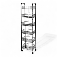 Meuble de rangement pliable MDE durable à 4 niveaux en fil de fer, étagère à épices sur roulettes, organisateur mobile écologique pour cuisine et garde-manger