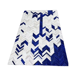 Tapis d'intérieur en cuir fait main de luxe, en cuir de vache épais, poil long, antidérapant, à poils moyens, moderne, rayé, pour chambre à coucher, salon, cadeau, tissage plat - Product Image 1