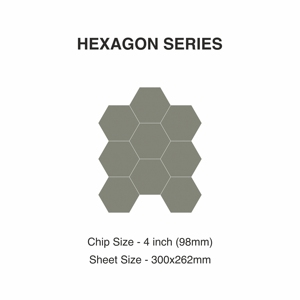 Carreaux de mosaïque hexagonaux en porcelaine d'intérieur extérieur 98mm | Carrelage de mur et de sol de luxe pour hôtels, villas, élévation262x300mm - Product Image 2