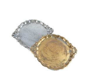 Plateau de service ovale décoratif en métal argenté Décoration intérieure nordique Grands plateaux de fruits de luxe à bordure perlée pour mariage et hôtels - Product Image 5