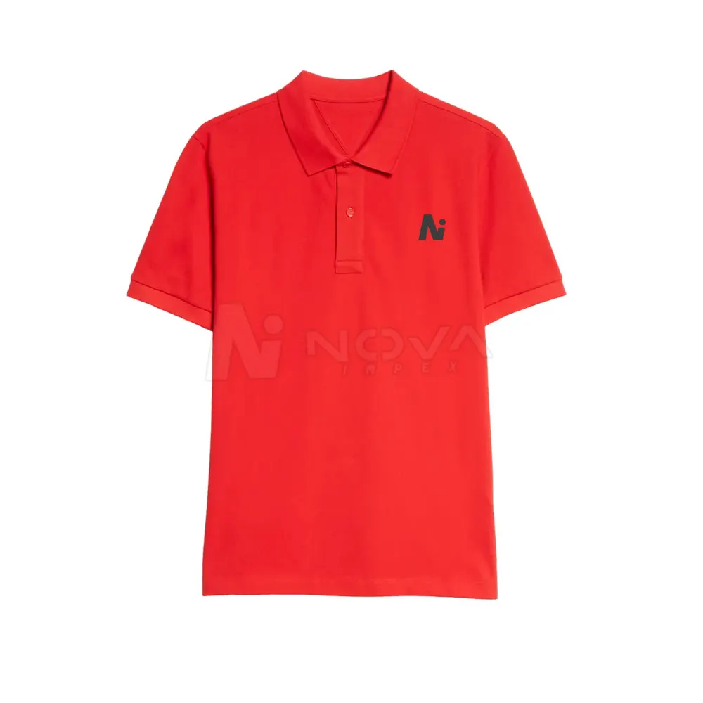 Premium Quality Men's Polo T Shirt 100% Cotton Red Solid Color Simple Plain Polo T-shirts For Men