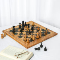 Échiquier en bois d'olivier tunisien fait main, design ArtisRaw, fabriqué en Tunisie, modèle CG028, à vendre