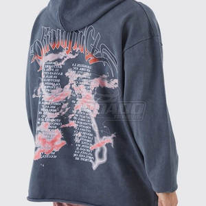 Ropa deportiva OEM personalizada, sudaderas con capucha de mezcla de algodón, sudaderas con dobladillo crudo hechas de poliéster/algodón, fabricante pakistaní - Product Image 4