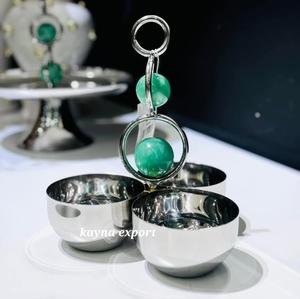 Bol de service en acier inoxydable pour collations Conception de feuille en métal doré Collection de bols à plateau en métal de luxe pour la maison de luxe - Product Image 3