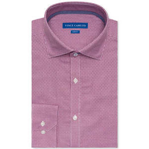 Camicia Rossa Slim Fit da Uomo Vince Camuto, 100% Cotone, Anti-Piega, Design Basket Dobby, Taglie 15X34X35 - Product Image 1