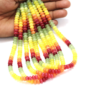 Cuentas Redondas de Cuarzo Multicolor: Hilo de Piedras Preciosas Lisas de 7-9 mm - Product Image 1