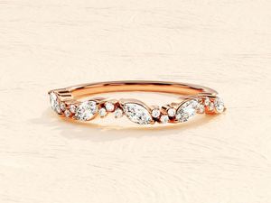 Anillo de Bodas de lujo recién llegado, anillo de bodas de eternidad de oro sólido de 14K de diamante personalizado redondo para mujer, anillo de compromiso para hombre - Product Image 2