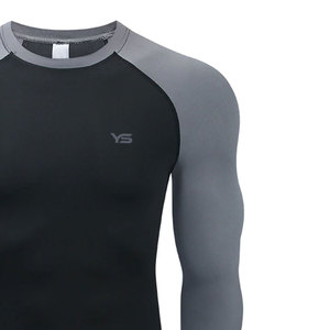 Hot Selling <b>Custom</b> <b>Compression</b> Crew Neck Fitness <b>Shirt</b> for Adults Online Breathable Feature - Product Image 5