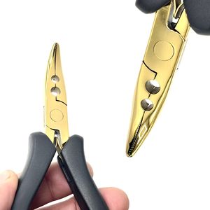 Pince professionnelle en acier inoxydable doré pour extensions de cheveux, 5 pouces, outil de salon pour la pose et le retrait de micro-anneaux et de kératine, durable et réutilisable - Product Image 5