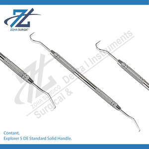 Explorer 5 DE Mango sólido estándar Manual de acero inoxidable Instrumento periodontal reutilizable Curetas dentales Gracey Dental - Product Image 2