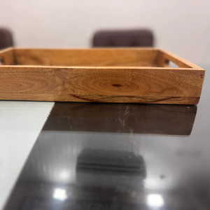 Plateau de service rectangulaire élégant en bois d'acacia fait à la main pour le petit-déjeuner, le lit, les fêtes, la restauration, passe au lave-vaisselle, vaisselle pour boissons - Product Image 1
